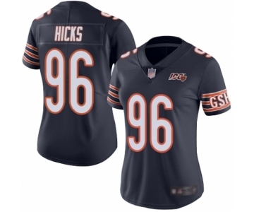 Women's Chicago Bears #96 Akiem Hicks Navy Blue Team Color 100th Season Limited Football Jersey