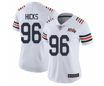 Women's Chicago Bears #96 Akiem Hicks White 100th Season Limited Football Jersey