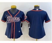 Women's Chicago Bears Blank Navy Blue With Patch Cool Base Stitched Baseball Jersey