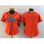 Women's Chicago Bears Blank Orange With Patch Cool Base Stitched Baseball Jersey