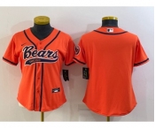 Women's Chicago Bears Blank Orange With Patch Cool Base Stitched Baseball Jersey