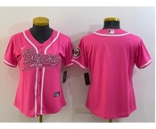 Women's Chicago Bears Blank Pink With Patch Cool Base Stitched Baseball Jersey