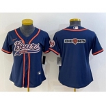 Women's Chicago Bears Navy Team Big Logo With Patch Cool Base Stitched Baseball Jersey