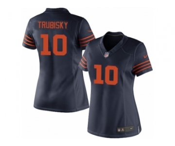 Women's Nike Chicago Bears #10 Mitchell Trubisky Limited Navy Blue 1940s Throwback Alternate NFL Jersey