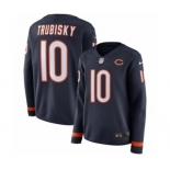 Women's Nike Chicago Bears #10 Mitchell Trubisky Limited Navy Blue Therma Long Sleeve NFL Jersey