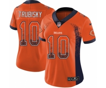 Women's Nike Chicago Bears #10 Mitchell Trubisky Limited Orange Rush Drift Fashion NFL Jersey