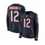 Women's Nike Chicago Bears #12 Allen Robinson Limited Navy Blue Therma Long Sleeve NFL Jersey