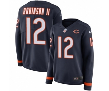 Women's Nike Chicago Bears #12 Allen Robinson Limited Navy Blue Therma Long Sleeve NFL Jersey