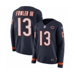 Women's Nike Chicago Bears #13 Bennie Fowler III Limited Navy Blue Therma Long Sleeve NFL Jersey