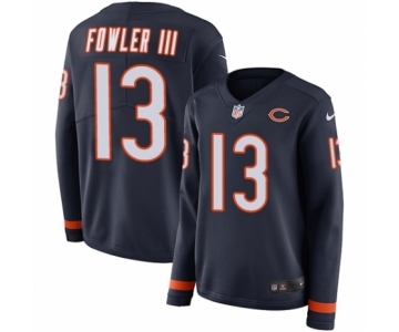 Women's Nike Chicago Bears #13 Bennie Fowler III Limited Navy Blue Therma Long Sleeve NFL Jersey