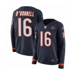 Women's Nike Chicago Bears #16 Pat O'Donnell Limited Navy Blue Therma Long Sleeve NFL Jersey