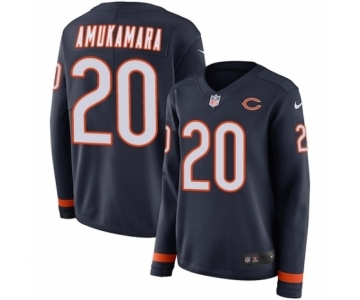 Women's Nike Chicago Bears #20 Prince Amukamara Limited Navy Blue Therma Long Sleeve NFL Jersey