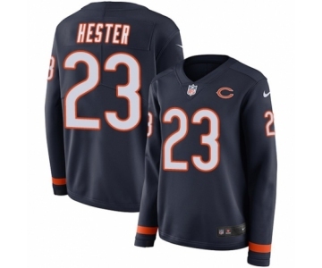 Women's Nike Chicago Bears #23 Devin Hester Limited Navy Blue Therma Long Sleeve NFL Jersey