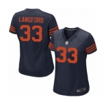 Women's Nike Chicago Bears #33 Jeremy Langford Game Navy Blue Throwback Alternate NFL Jersey