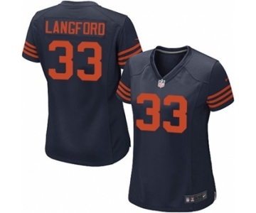 Women's Nike Chicago Bears #33 Jeremy Langford Game Navy Blue Throwback Alternate NFL Jersey