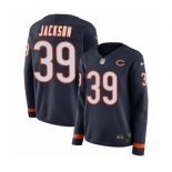 Women's Nike Chicago Bears #39 Eddie Jackson Limited Navy Blue Therma Long Sleeve NFL Jersey