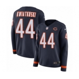 Women's Nike Chicago Bears #44 Nick Kwiatkoski Limited Navy Blue Therma Long Sleeve NFL Jersey