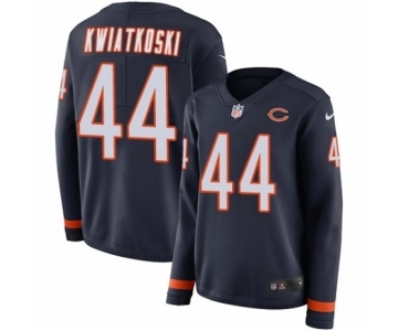 Women's Nike Chicago Bears #44 Nick Kwiatkoski Limited Navy Blue Therma Long Sleeve NFL Jersey