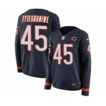 Women's Nike Chicago Bears #45 Joel Iyiegbuniwe Limited Navy Blue Therma Long Sleeve NFL Jersey