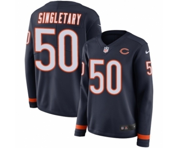 Women's Nike Chicago Bears #50 Mike Singletary Limited Navy Blue Therma Long Sleeve NFL Jersey