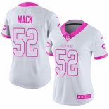 Women's Nike Chicago Bears #52 Khalil Mack Limited White Pink Rush Fashion NFL Jersey