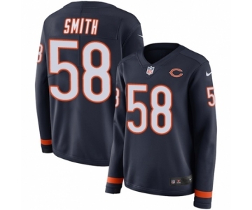 Women's Nike Chicago Bears #58 Roquan Smith Limited Navy Blue Therma Long Sleeve NFL Jersey