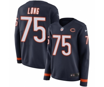 Women's Nike Chicago Bears #75 Kyle Long Limited Navy Blue Therma Long Sleeve NFL Jersey