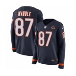 Women's Nike Chicago Bears #87 Tom Waddle Limited Navy Blue Therma Long Sleeve NFL Jersey