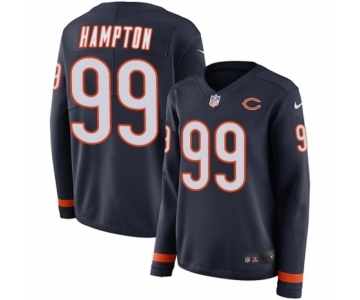 Women's Nike Chicago Bears #99 Dan Hampton Limited Navy Blue Therma Long Sleeve NFL Jersey