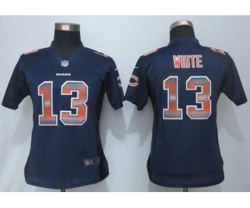 nike women nfl jerseys chicago bears #13 white blue[Strobe Limited]