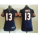 nike women nfl jerseys chicago bears #13 white blue[nike][white]