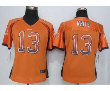 nike women nfl jerseys chicago bears #13 white orange[Elite drift fashion][white]