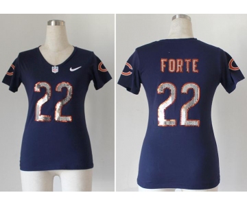 nike women nfl jerseys chicago bears #22 matt forte blue [handwork sequin lettering fashion] 