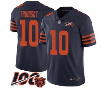 Youth Chicago Bears #10 Mitchell Trubisky Limited Navy Blue Rush Vapor Untouchable 100th Season Football Jersey