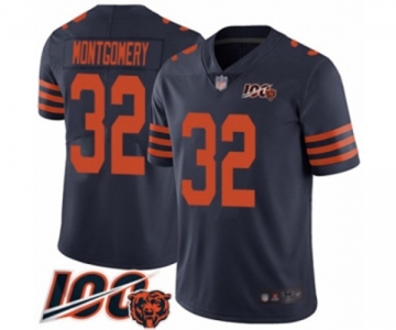 Youth Chicago Bears #32 David Montgomery Limited Navy Blue Rush Vapor Untouchable 100th Season Football Jersey