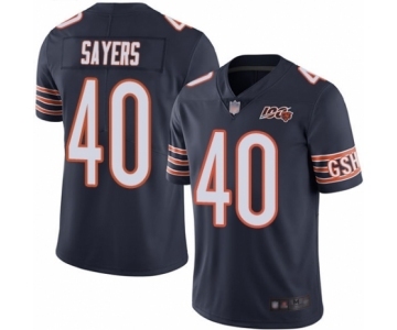 Youth Chicago Bears #40 Gale Sayers Navy Blue Team Color 100th Season Limited Football Jersey