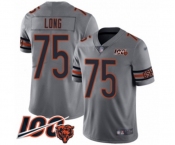 Youth Chicago Bears #75 Kyle Long Limited Silver Inverted Legend 100th Season Football Jersey