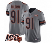 Youth Chicago Bears #91 Eddie Goldman Limited Silver Inverted Legend 100th Season Football Jersey