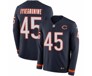 Youth Nike Chicago Bears #45 Joel Iyiegbuniwe Limited Navy Blue Therma Long Sleeve NFL Jersey