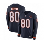 Youth Nike Chicago Bears #80 Trey Burton Limited Navy Blue Therma Long Sleeve NFL Jersey