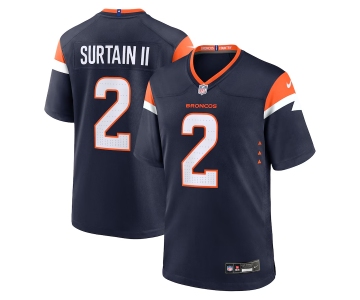 Men's Denver Broncos #2 Pat Surtain II Navy 2024 Game Stitched Jersey