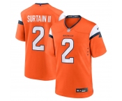 Men's Denver Broncos #2 Pat Surtain II Orange 2024 Game Stitched Jersey