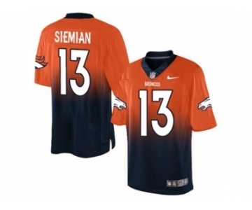 Men Nike Denver Broncos #13 Trevor Siemian Elite Orange Navy Fadeaway NFL Jersey