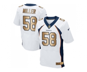 Nike Denver Broncos #58 Von Miller White Men's Stitched NFL New Elite Gold Jersey