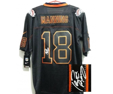 nike nfl jerseys denver broncos #18 manning black[Elite lights out signature]