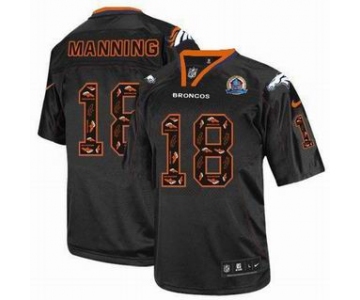 nike nfl jerseys denver broncos #18 manning black[Elite united sideline 50th Patch]