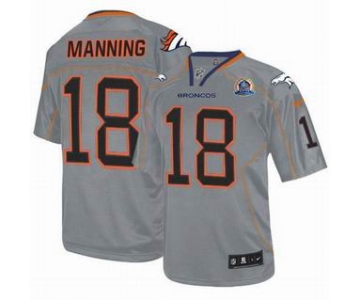 nike nfl jerseys denver broncos #18 manning grey[Elite lights out 50th Patch]