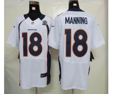 nike nfl jerseys denver broncos #18 manning white[Elite 50th Patch]