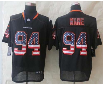 nike nfl jerseys denver broncos #94 ware black[Elite USA flag fashion]