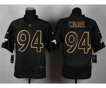 nike nfl jerseys denver broncos #94 ware black[Elite gold lettering fashion]